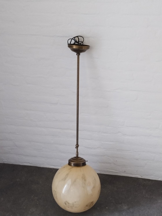 Image 1 of Lampada a sospensione - Art Déco - Lampadina 30 cm - Marmorizzata