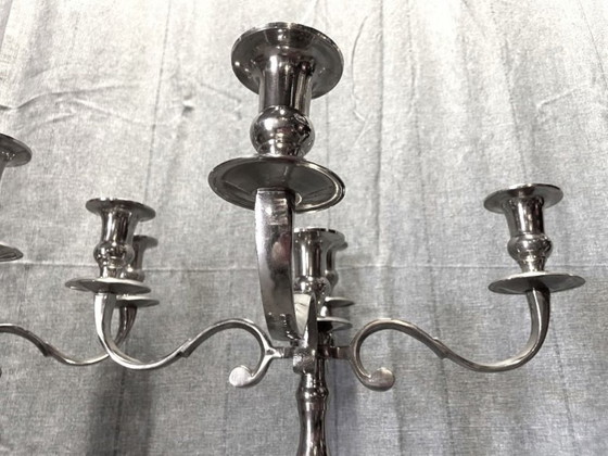 Image 1 of Paar große, versilberte Metallkerzenständer/Kerzenhalter