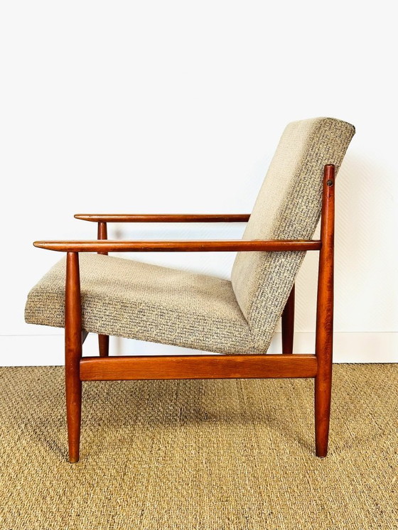 Image 1 of Poltrona scandinava vintage in teak e tessuto testurizzato, 1960