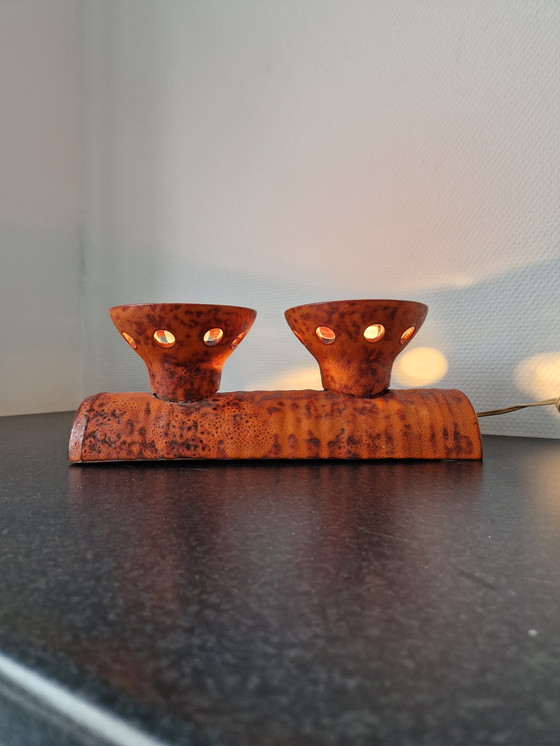 Image 1 of Vintage Ceramic Wall Lamp Brutalist Fatlava Spaceage