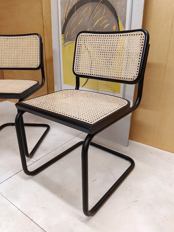 Image 1 of ALIVARMVSEVM 104. SET of 2 CESCA B32 Chairs (NEW) in Black Frame Limited Edition 