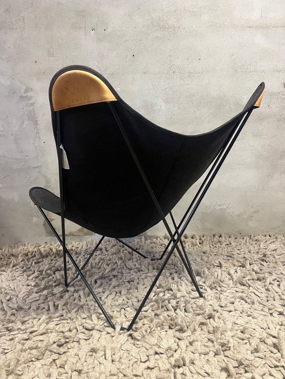 Image 1 of Cuero Butterfly Stuhl Mariposa Schwarz Canvas