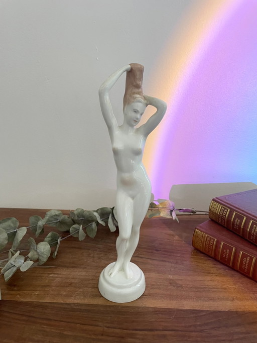 Aquincum Hungarian Porcelain Nude Lady Sculpture