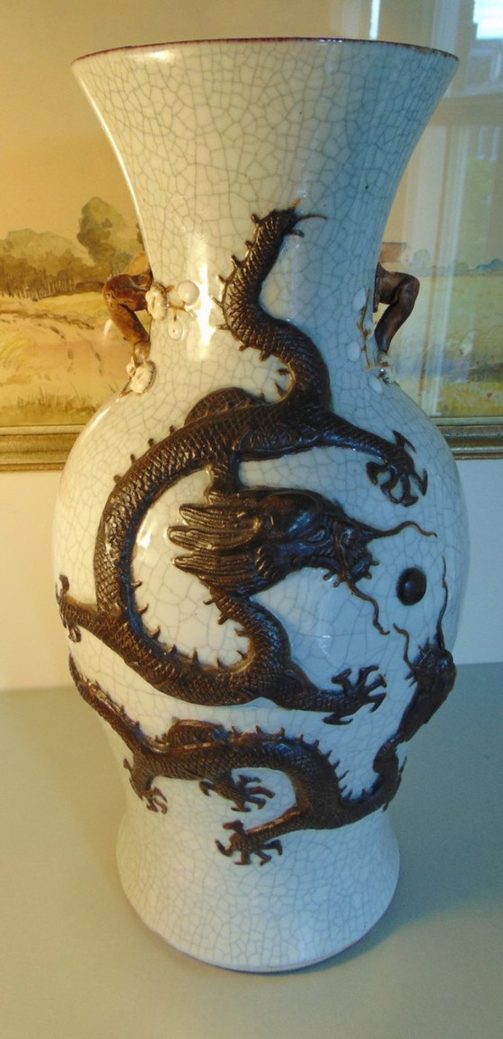 Image 1 of Große Vase aus Craquelé-Ware aus Nanking, 19.