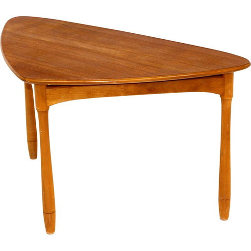 Mesa de centro vintage de teca y madera de haya, Suecia, años 50