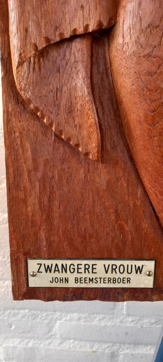 Image 1 of Sculpture unique en bois de teck réalisée par l'artiste John Beemsterboer