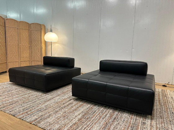 Minotti Lawrence Element Schwarzes Leder (2x), 2 Sitzer Sofas, Modern (Foto 8 von 19)