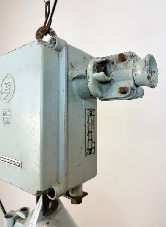 Image 1 of Grey Cast Aluminium Explosion Proof Lamp with Enameled Shade, 1970s