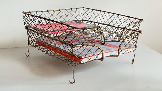 Image 1 of Cestini impilabili in filo di ottone francese vintage