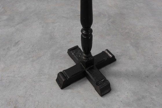 Image 1 of Französisches rustikales schwarzes Bücherregal aus Massivholz, ca. 1850