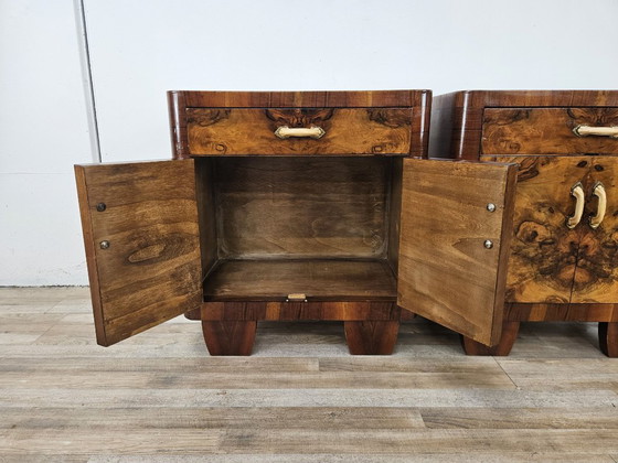 Pair of Art Deco burl wood nightstands, Brown (photo 14 of 15)