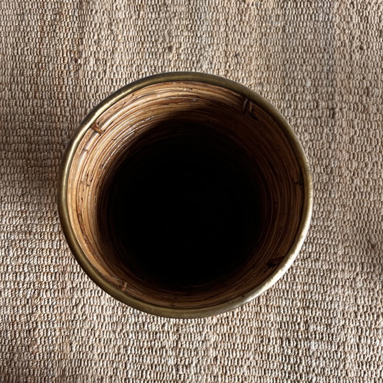 Image 1 of Rotan messing Portaombrelli cestino Vaso Gabriella Crespi Style