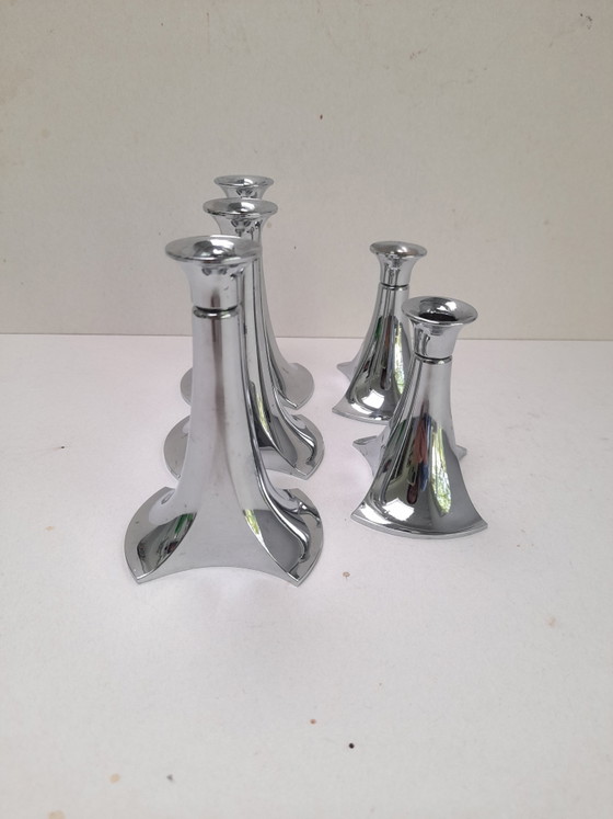 5 WMF Modular Chrome Candlesticks – Candle holders, Metal (photo 4 of 6)