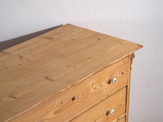 Antique solid pine chest of drawers – Carved rustic European dresser – circa 1900 (photo 21 of 40)
