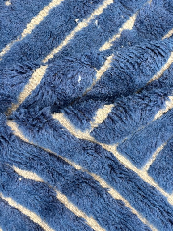 Image 1 of Tapis berbère bleu marocain Mrirt en laine 190x240 cm – Tapis berbère tissé à la main