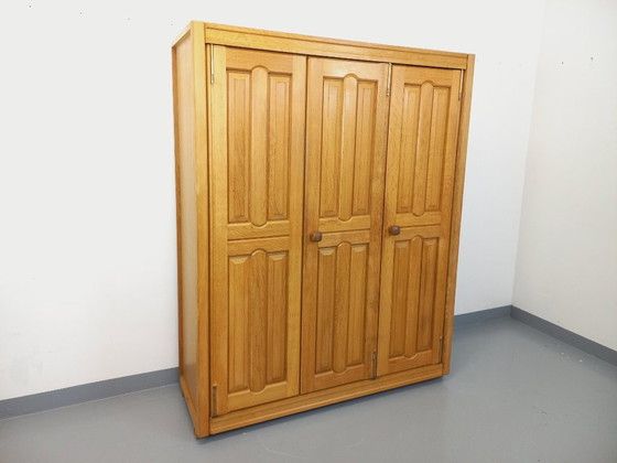 Image 1 of Guillerme et Chambron vintage solid oak wardrobe from the 60s