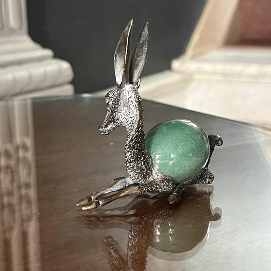 Sculptures d'un faon en bronze argenté et quartz, années 1960 – Arte, Metal, Hollywood Regency (photo 7 of 10)