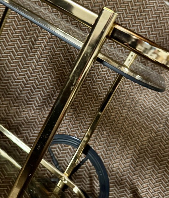 Image 1 of Chariot de service vintage du milieu du siècle avec verre fumé