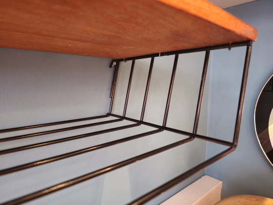 Image 1 of Vintage Midcentury Wall Cabinet Wall Rack Steel Teak Veneer