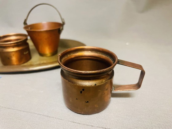 Image 1 of Juego miniatura cubo de cobre y bandeja de latón