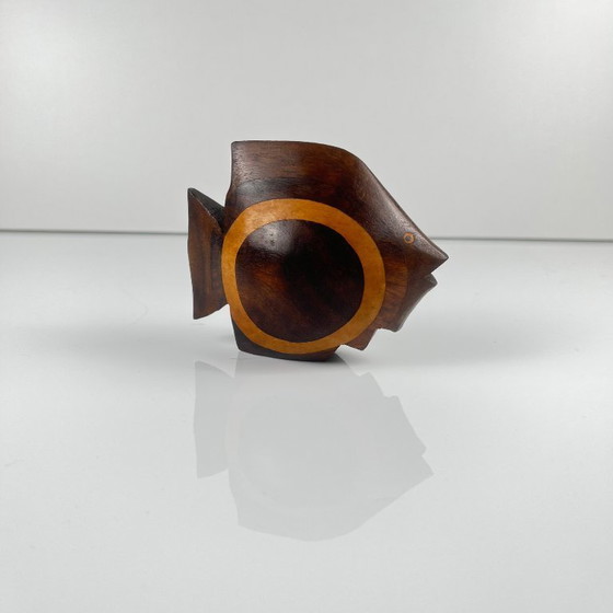 Image 1 of Kleine Fischstatue aus exotischem Holz, Mid-Century Modern