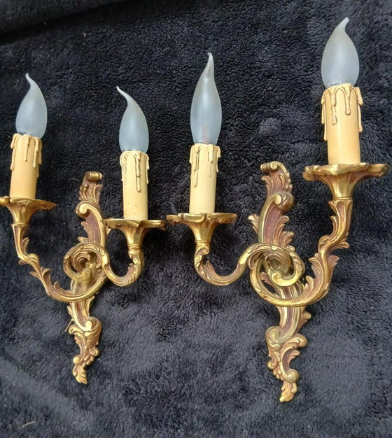 Image 1 of COPPIA DI APPLIQUE IN STILE LUIGI XV - BRONZO - 32 cm