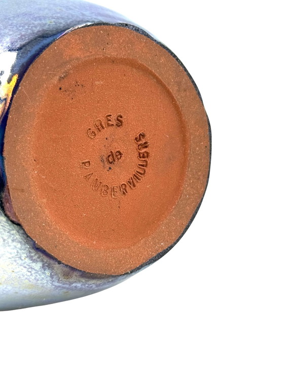 Image 1 of A. Cytère, moderno jarrón de gres iridiscente, Rambervillers Francia años 50