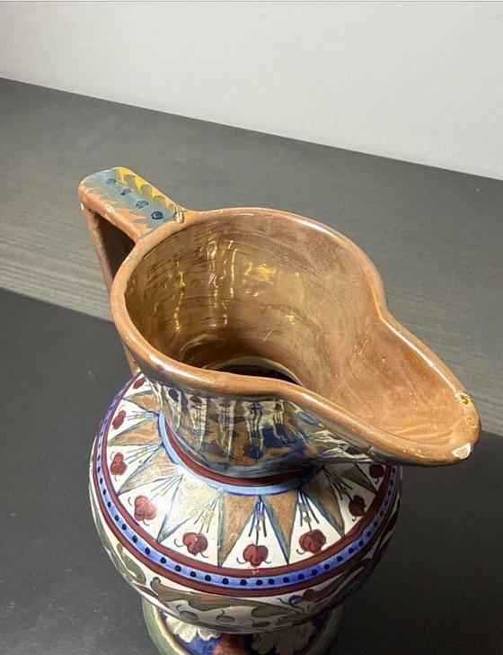 Image 1 of A348-Superb Antique Pitcher Alfredo Santarelli Majolica Italy