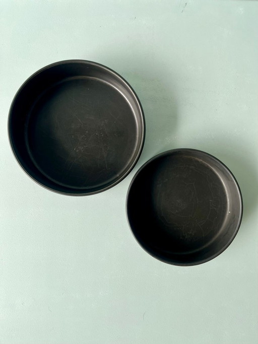 2x Melitta Schale schwarz midcentury vintage Schüssel Teller Keramik postmodern