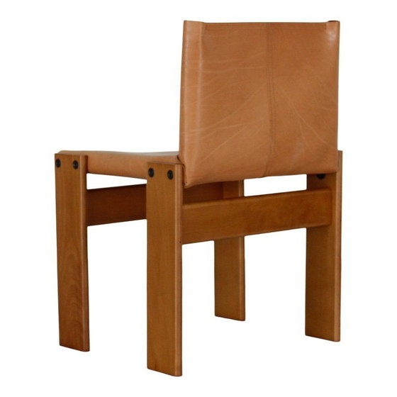 Image 1 of 6x buffalo leather monk chairs by Afra and Tobia Scarpa for Molteni, Italy, 1973