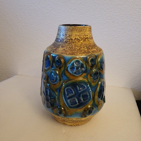 Vaso in ceramica Fat Lava blu e marrone, Carstens Tonieshoff, Vasi, Mid Century Modern (foto 4 di 14)