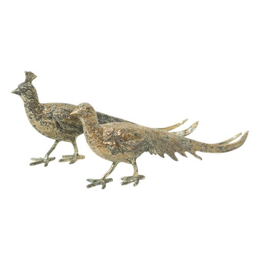 Pair of Metal Pheasant Statues