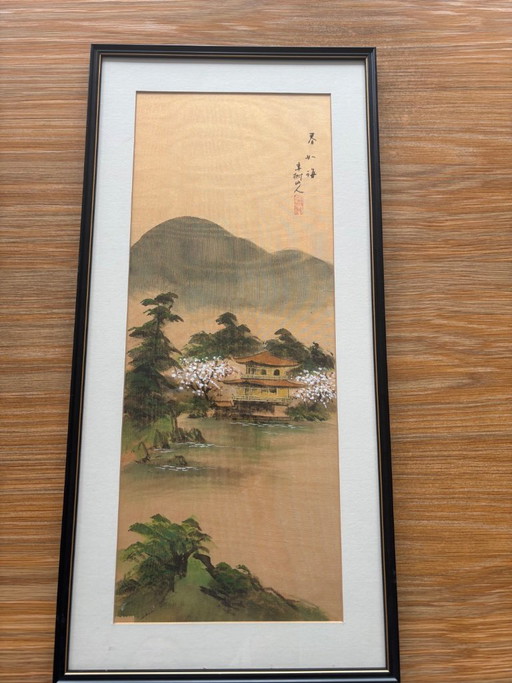 Pintura japonesa sobre lienzo de seda – lijsten, Silk