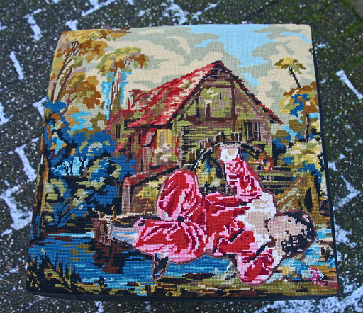 Rectangular boat pouf with view of Dordrecht