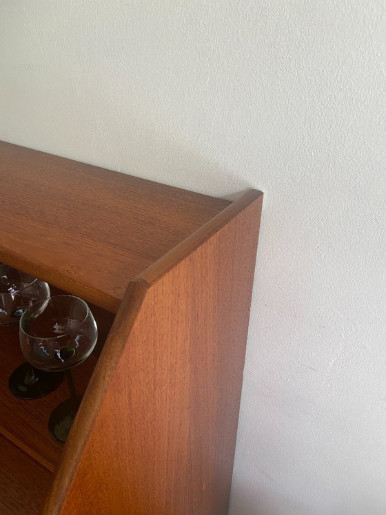 Image 1 of Vintage Danish teak secretaire with 3 drawers and extendable top