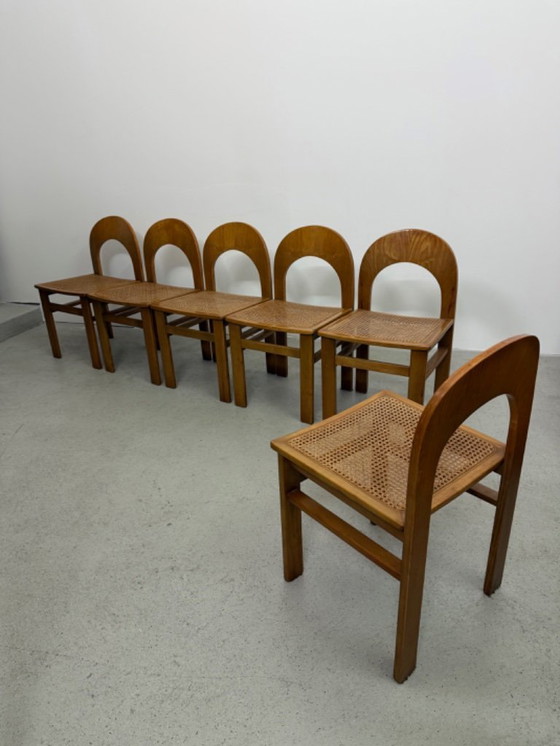 Image 1 of 6x 'Arcadia' stoelen van A. Caraceni, Italië jaren 70