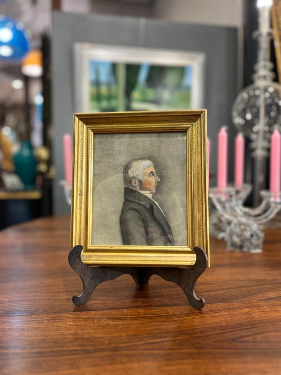 Image 1 of Dibujo Sobre Papel "Retrato Masculino de Perfil", P. S. XX - Francia