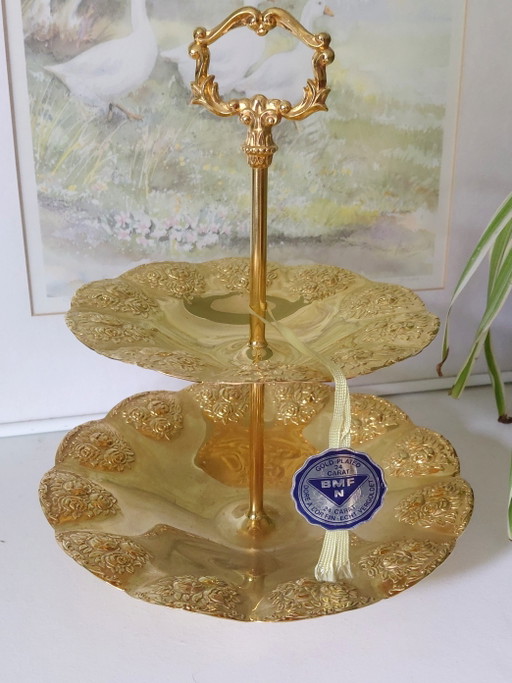 Estantería vintage BMF chapada en oro de 24 quilates – En perfecto estado – Estilo Hollywood Regency – schalen (photo 2 of 5)