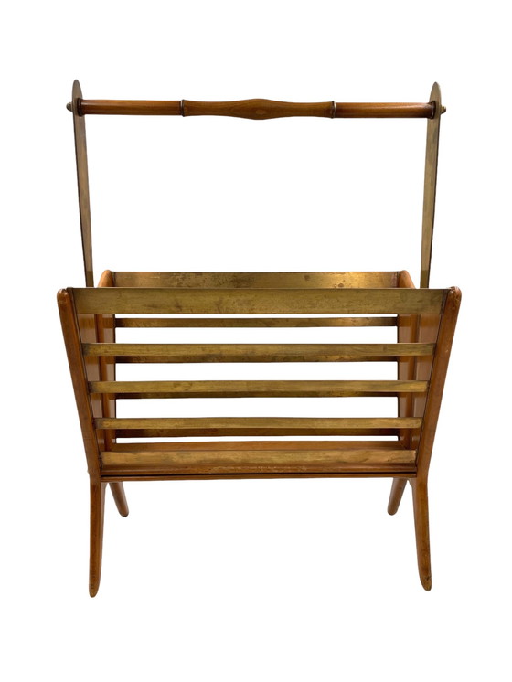 Image 1 of Mid-Century Modern Brass Magazine Rack,  Italy 1950