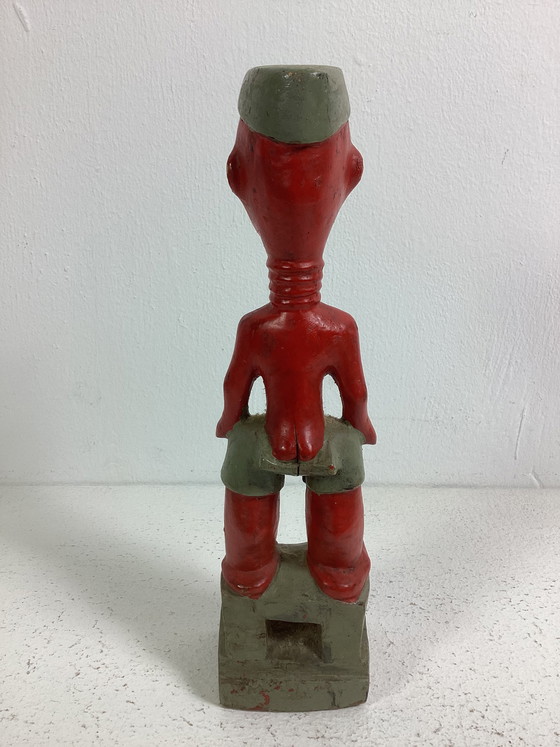 Image 1 of Statua africana in legno colorato arte naif Baule Costa d'Avorio