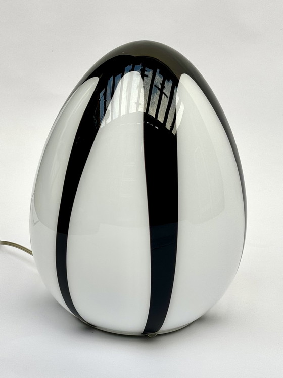 Image 1 of Iconic Ilu Holland Zebra Egg Table Lamp, Space Age Retro Lamp, Murano Glass