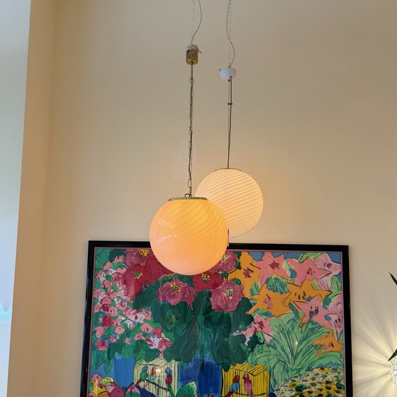 Image 1 of Roze Murano Hanglamp, Jaren 70