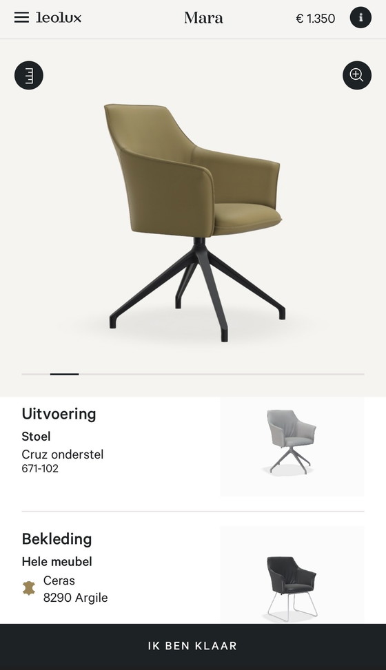 Image 1 of Leolux Mara draaistoel/ fauteuil Cruz NIEUW