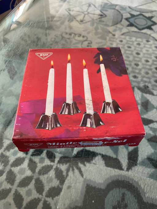 Set of 4 Minileuchter Bougeoirs BMF Style Nagel Vintage 1970