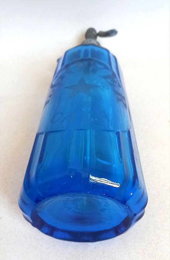 Cobalt Blue Seltzer Water Siphon Bottle Height 34 cm – Decorative Objects, Glass, Metal (photo 11 of 12)