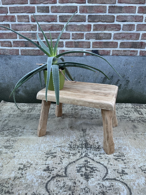 Image 1 of Vintage brutalist bijzettafel/plantentafel in blank eikenhout 