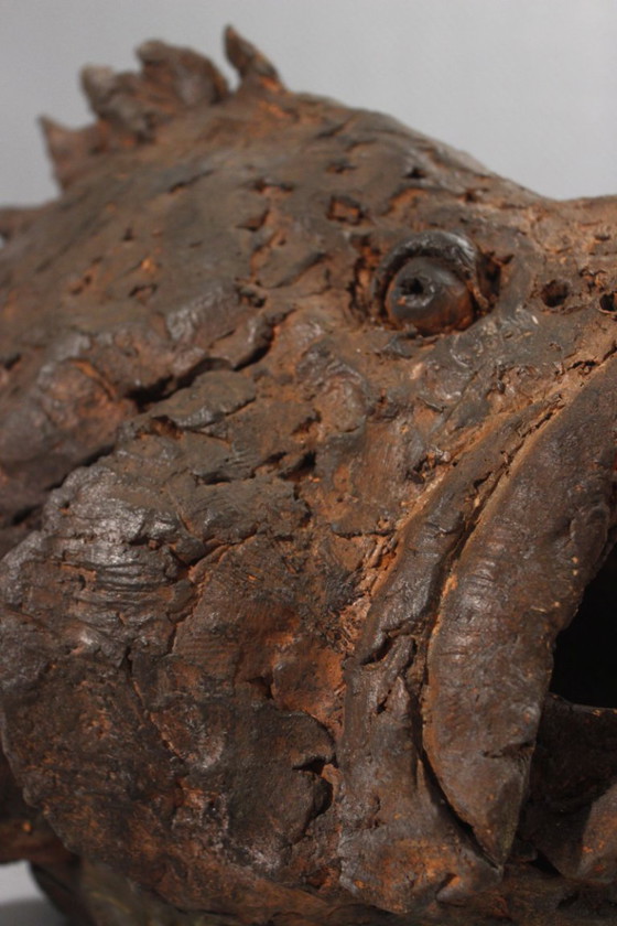 Image 1 of Philippe Conficconi (1962-2019) Large terracotta grouper animal sculpture