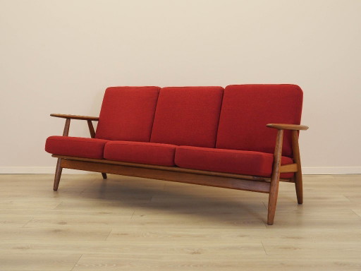 Canapé rouge CIGAR, design danois, années 1960, designer : Hans J. Wegner, fabricant : Getama