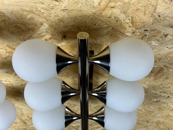 Image 1 of 2x 60s 70s 6-flame Sputnik wall lights from Kaiser Leuchten opal glass
