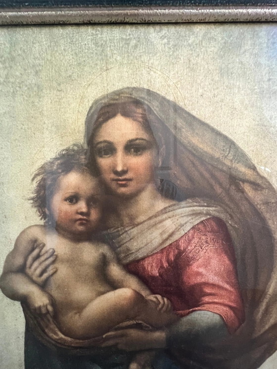Sistine Madonna (Detail) No. 574 Raphael, in the old original frame circa 1920 by F. Brockmann – Art Prints (photo 3 of 6)